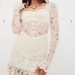 For Love & Lemons Cleo White Lace Mini Dress